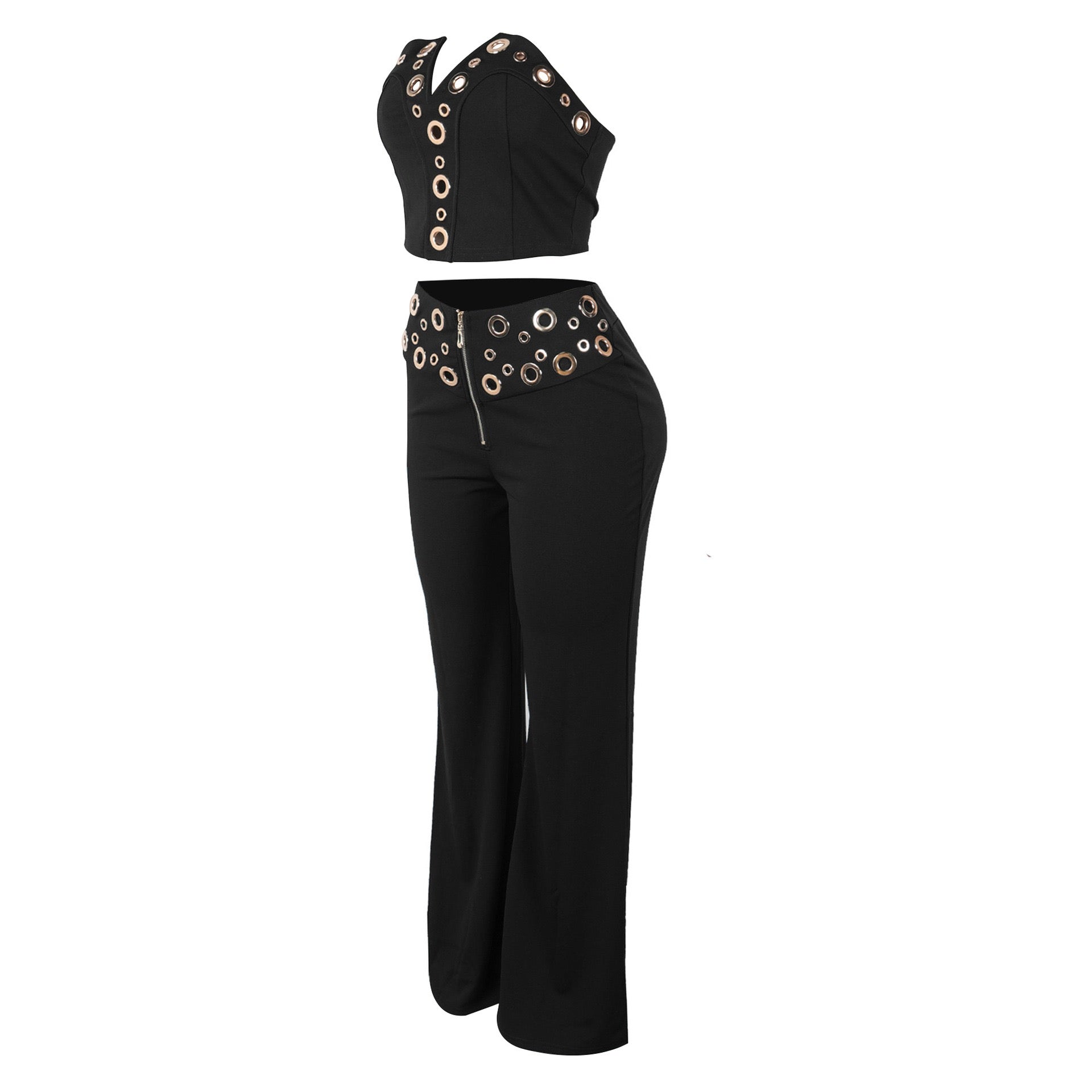 Vixen Vibe Eyelet Strapless Wide-Leg Jumpsuit