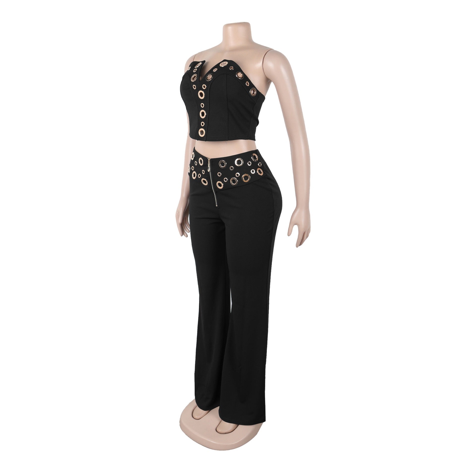 Vixen Vibe Eyelet Strapless Wide-Leg Jumpsuit