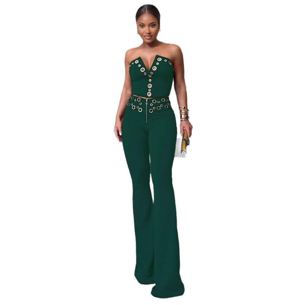 Vixen Vibe Eyelet Strapless Wide-Leg Jumpsuit