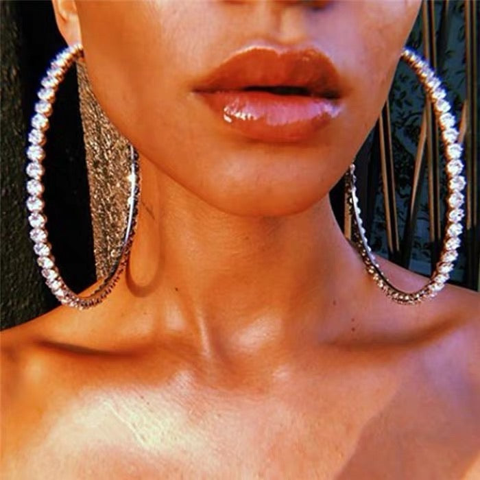 Over sized Diamond Hoops.