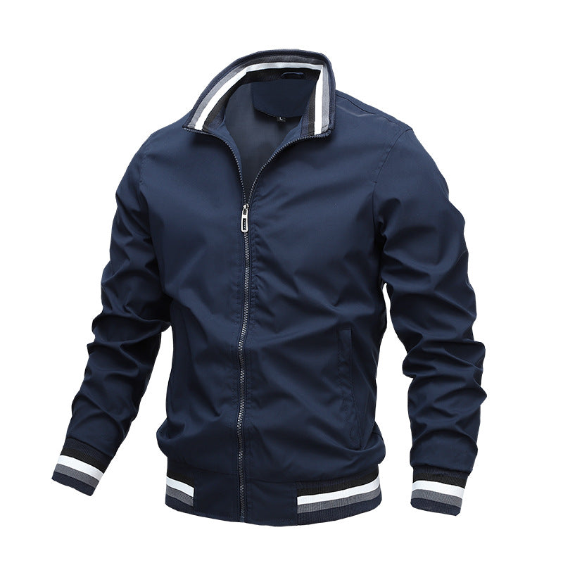 Men’s Lightweight Windbreaker Jacket - Classic Style with Ribbed Trim