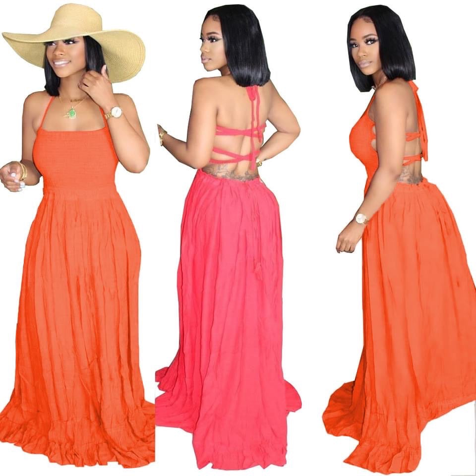 Sunset Breeze Backless Maxi Dress