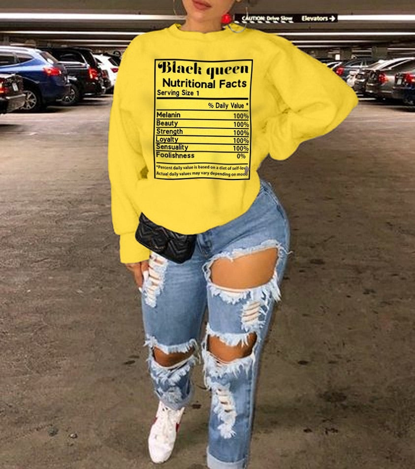 Black Queen Ingredients Facts Long Sleeve