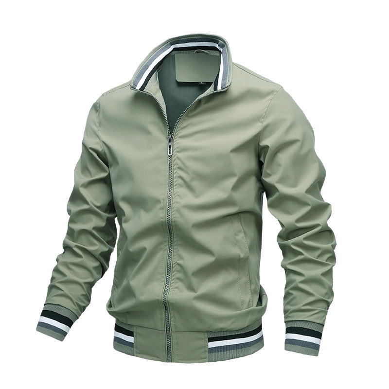 Men’s Lightweight Windbreaker Jacket - Classic Style with Ribbed Trim