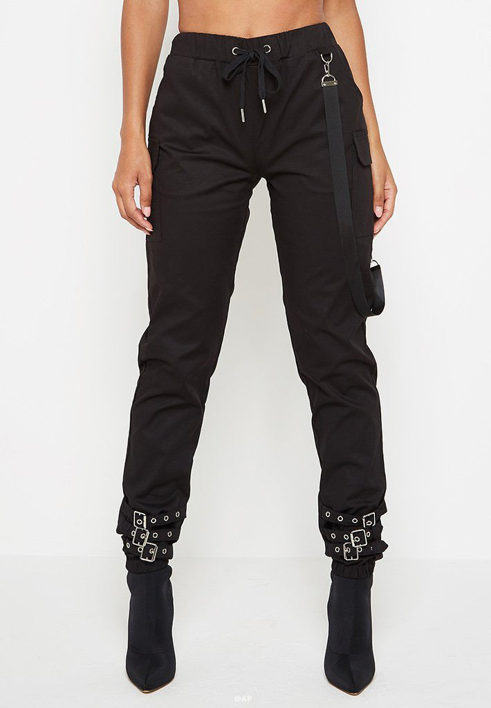 Buckle-Accented Cargo Pants