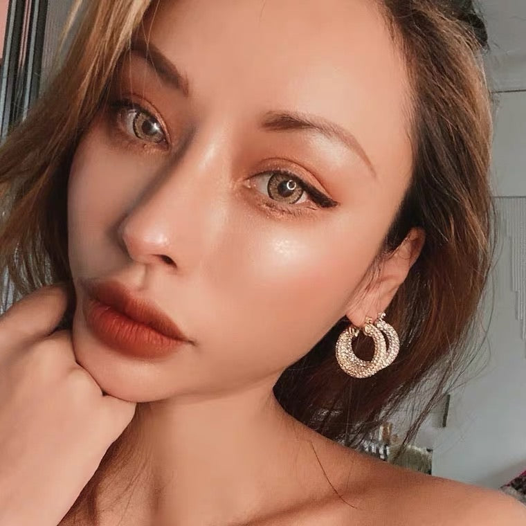 Rhinestone Mini Hoop Earrings
