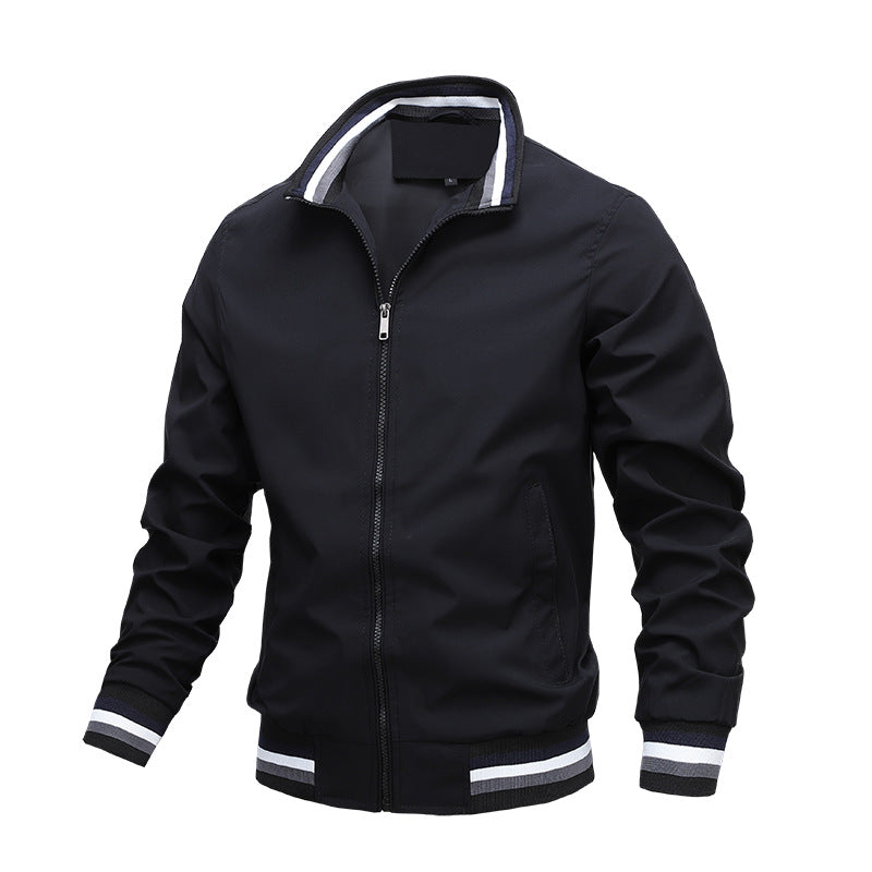 Men’s Lightweight Windbreaker Jacket - Classic Style with Ribbed Trim