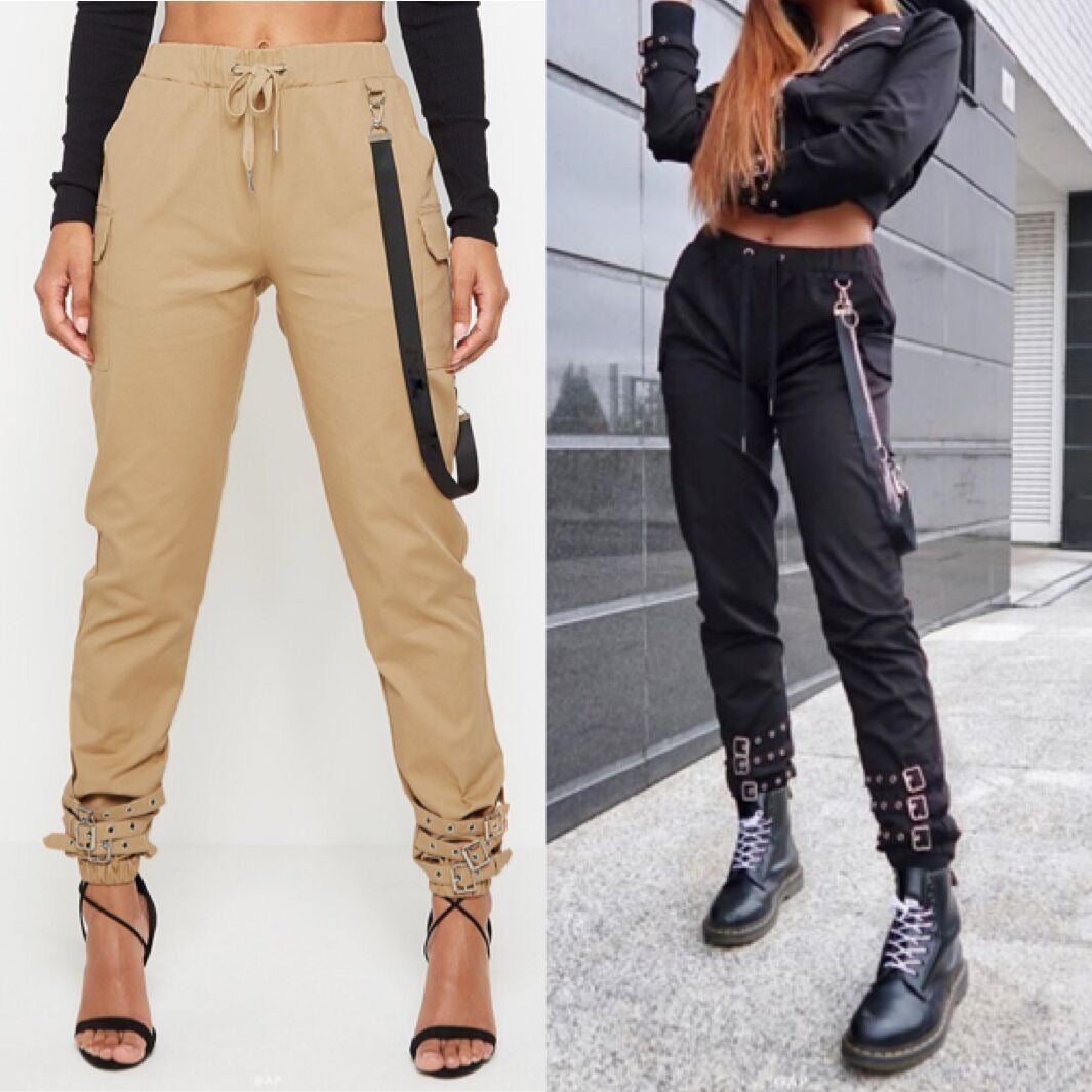 Buckle-Accented Cargo Pants