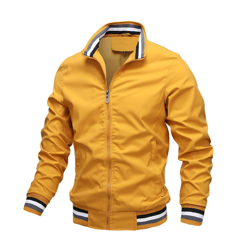 Men’s Lightweight Windbreaker Jacket - Classic Style with Ribbed Trim