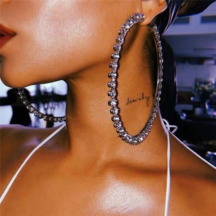 Over sized Diamond Hoops.