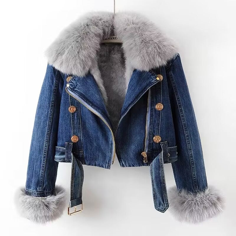 Retro Fur Jean Jacket