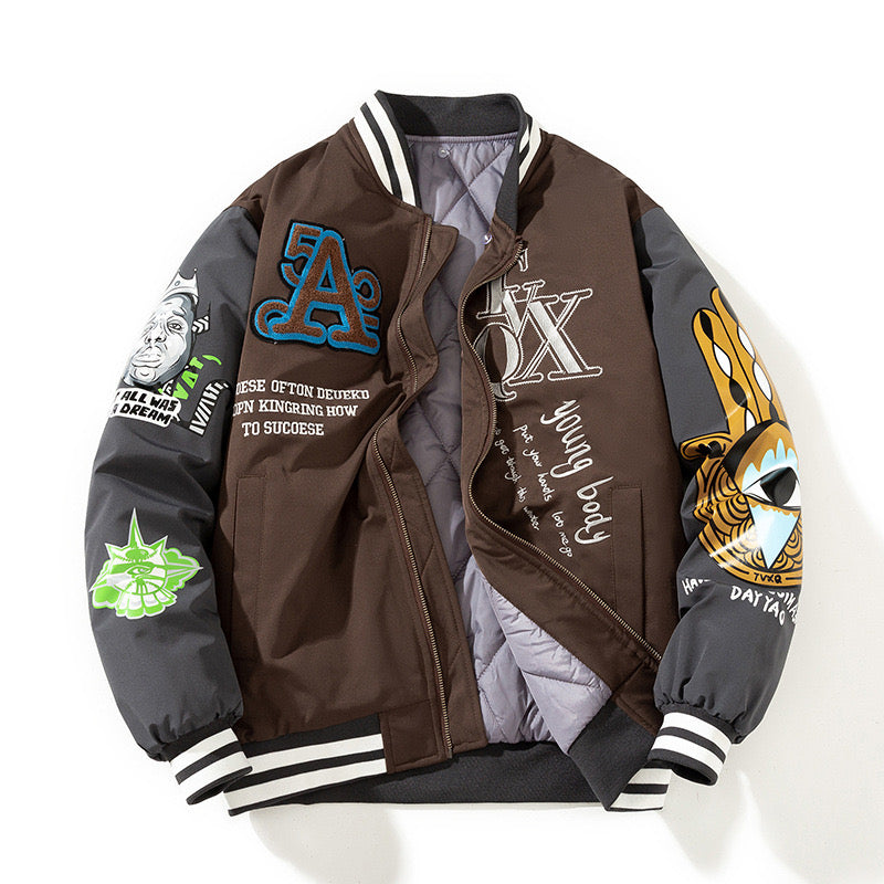 Men’s Street Style Graphic Varsity Jacket