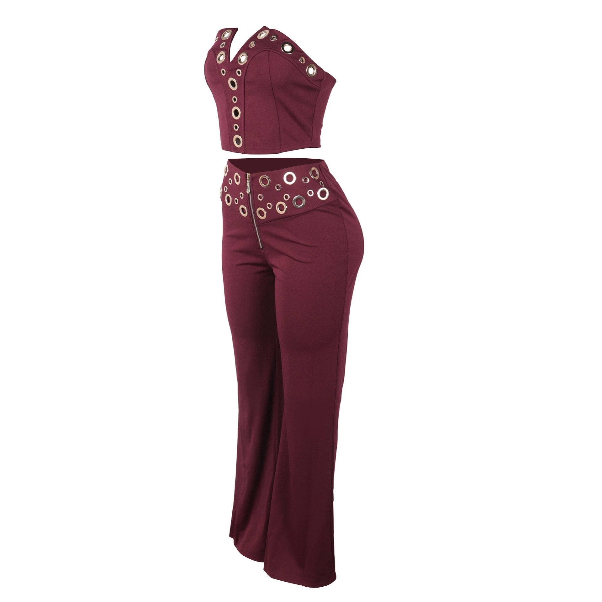 Vixen Vibe Eyelet Strapless Wide-Leg Jumpsuit
