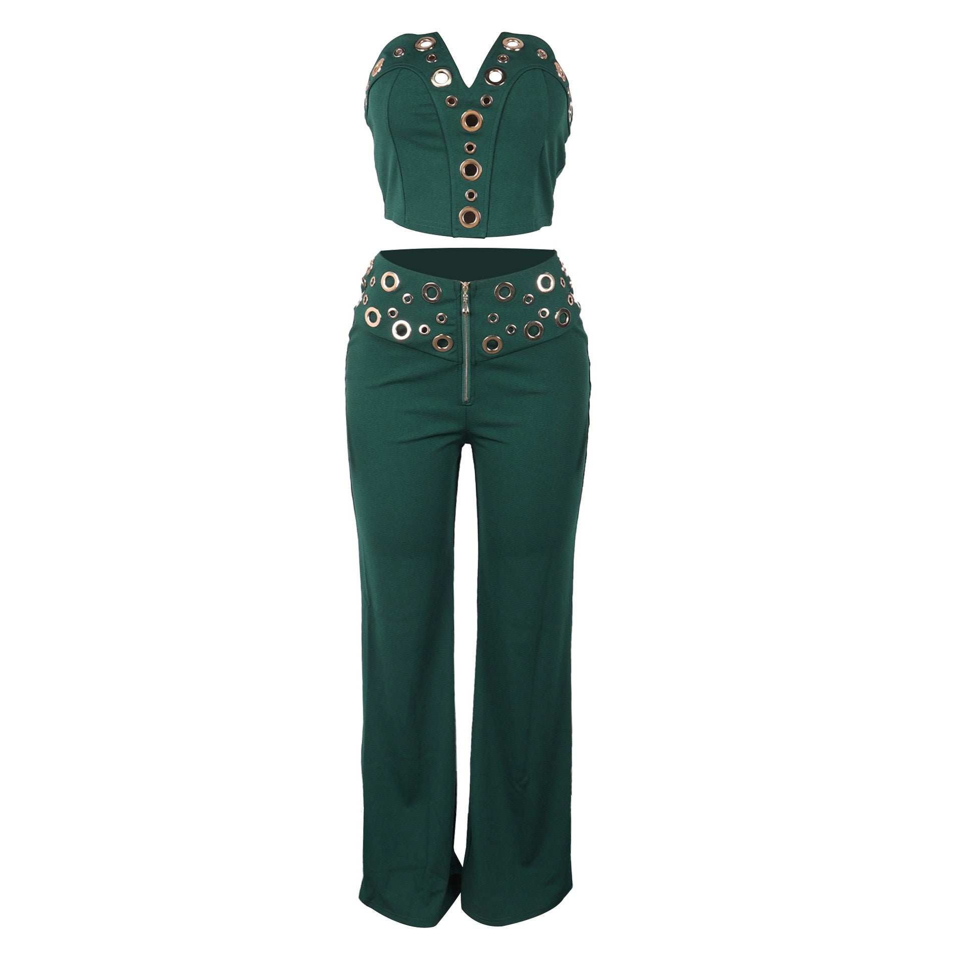 Vixen Vibe Eyelet Strapless Wide-Leg Jumpsuit