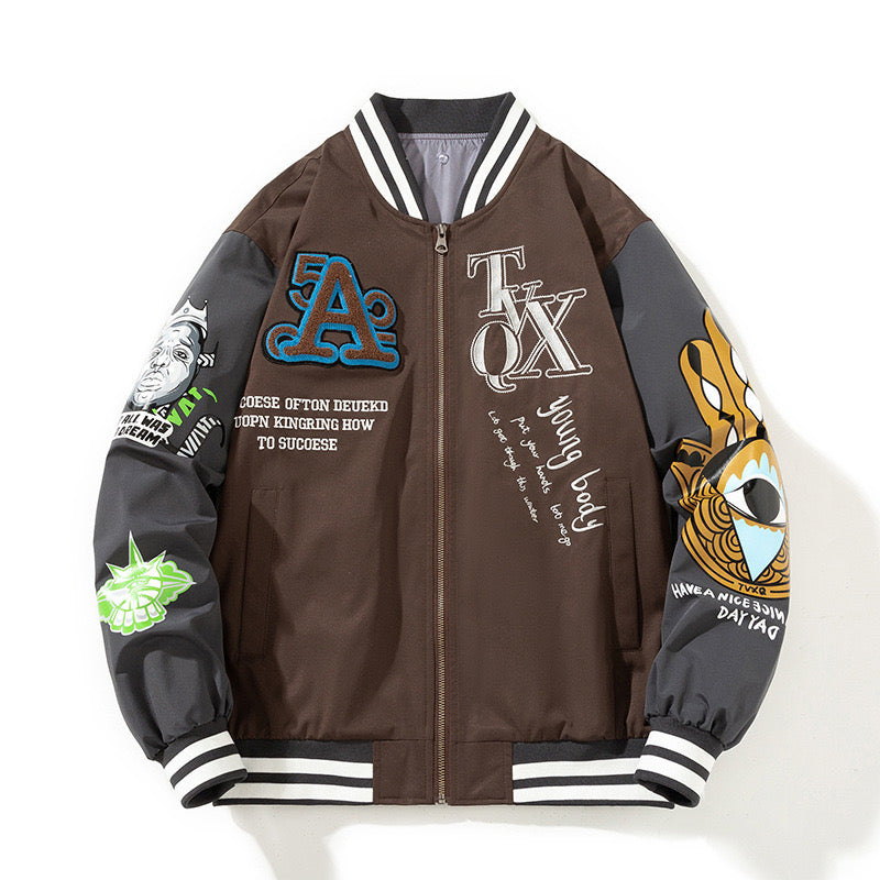 Men’s Street Style Graphic Varsity Jacket