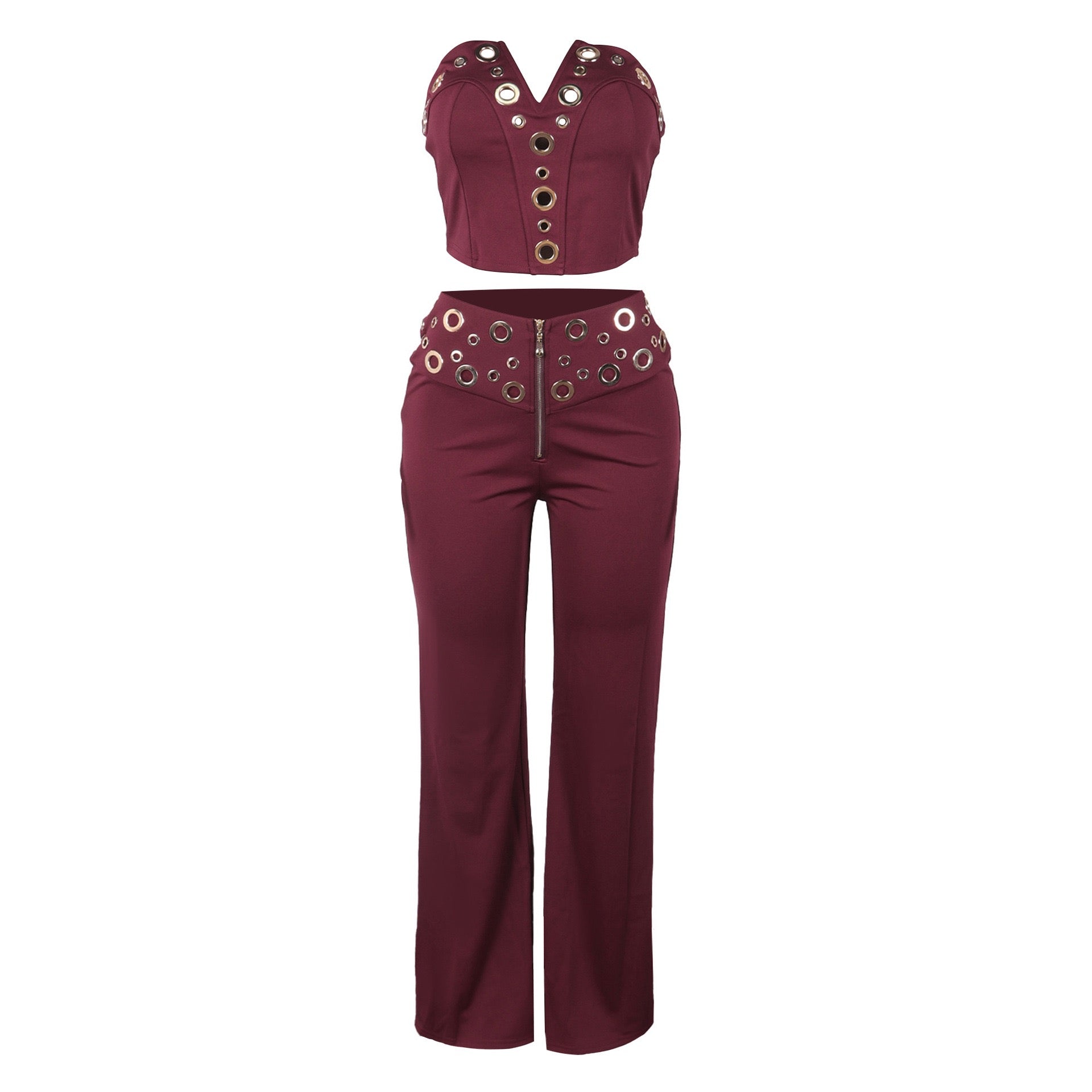 Vixen Vibe Eyelet Strapless Wide-Leg Jumpsuit