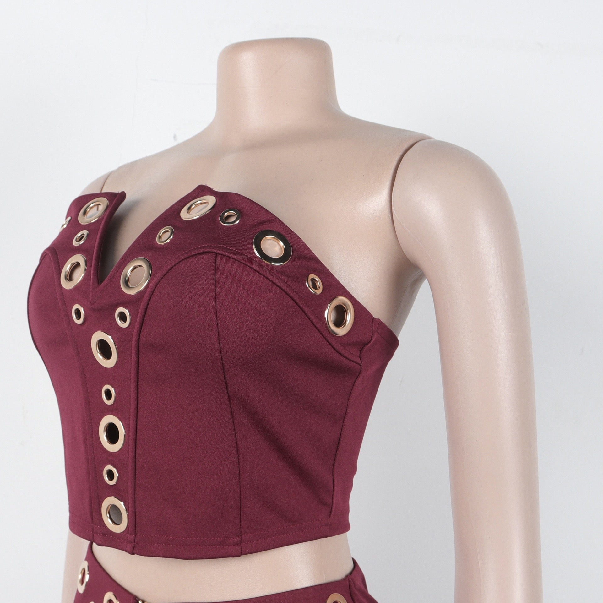 Vixen Vibe Eyelet Strapless Wide-Leg Jumpsuit