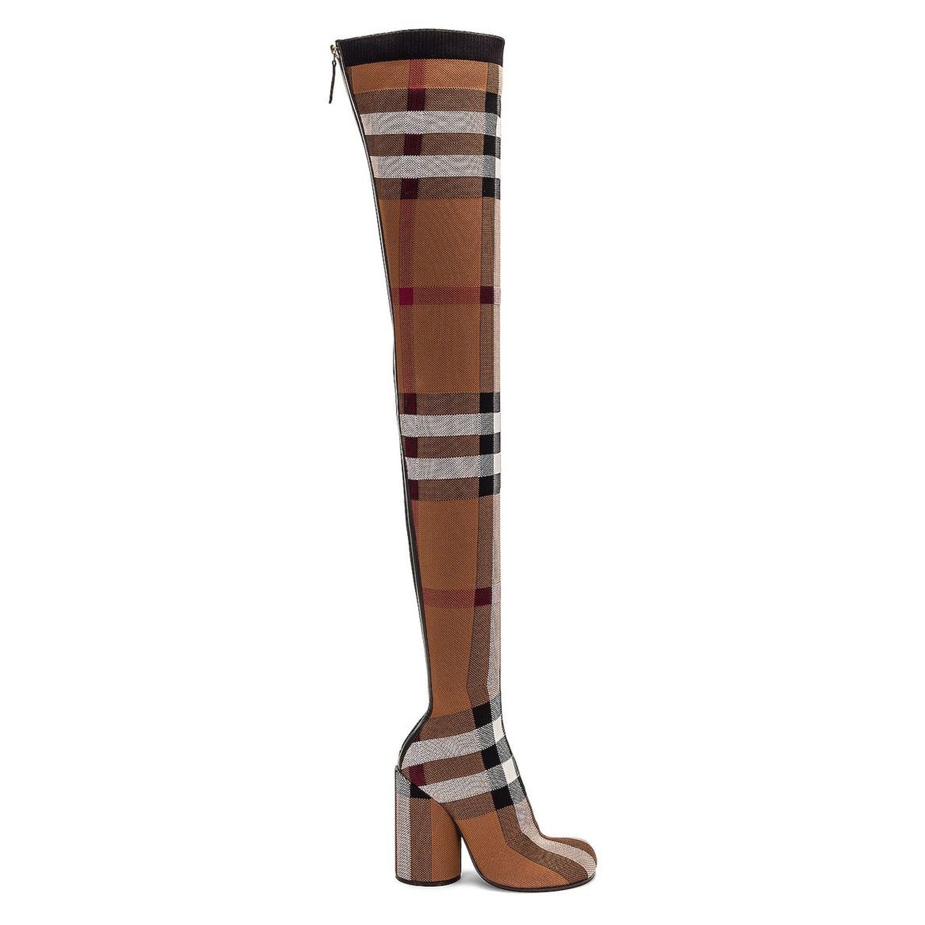 Plaid High Block Heel Boots – Thigh-High, and Mid-Calf Options