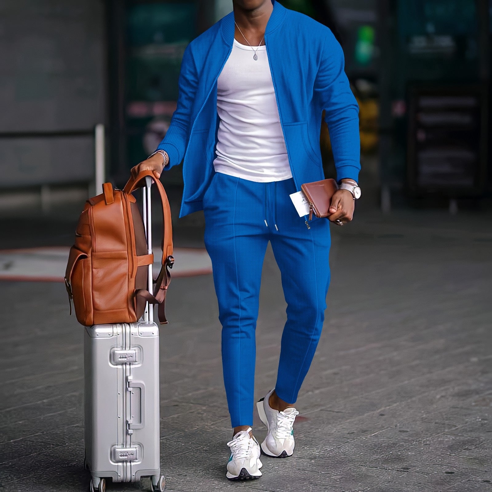 Men’s Casual Travel Set - Stylish Tracksuit with Jacket and Joggers