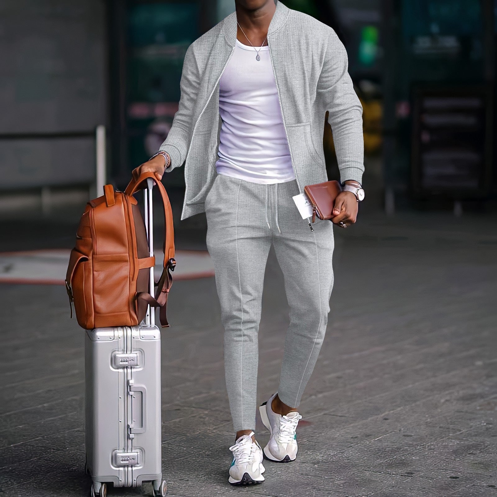 Men’s Casual Travel Set - Stylish Tracksuit with Jacket and Joggers