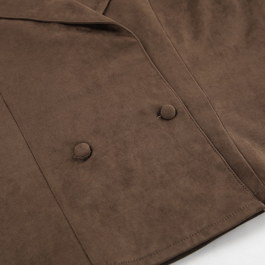 Brown Suede Belted Fall Jacket – Chic Wrap Style