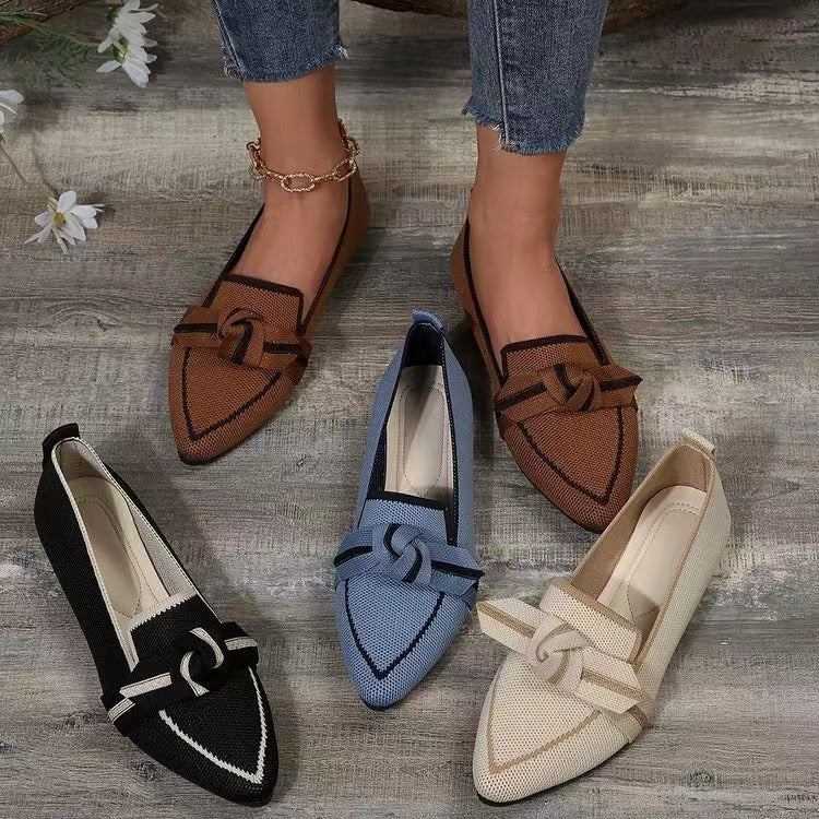 Bow Tie Pointed Toe Flats