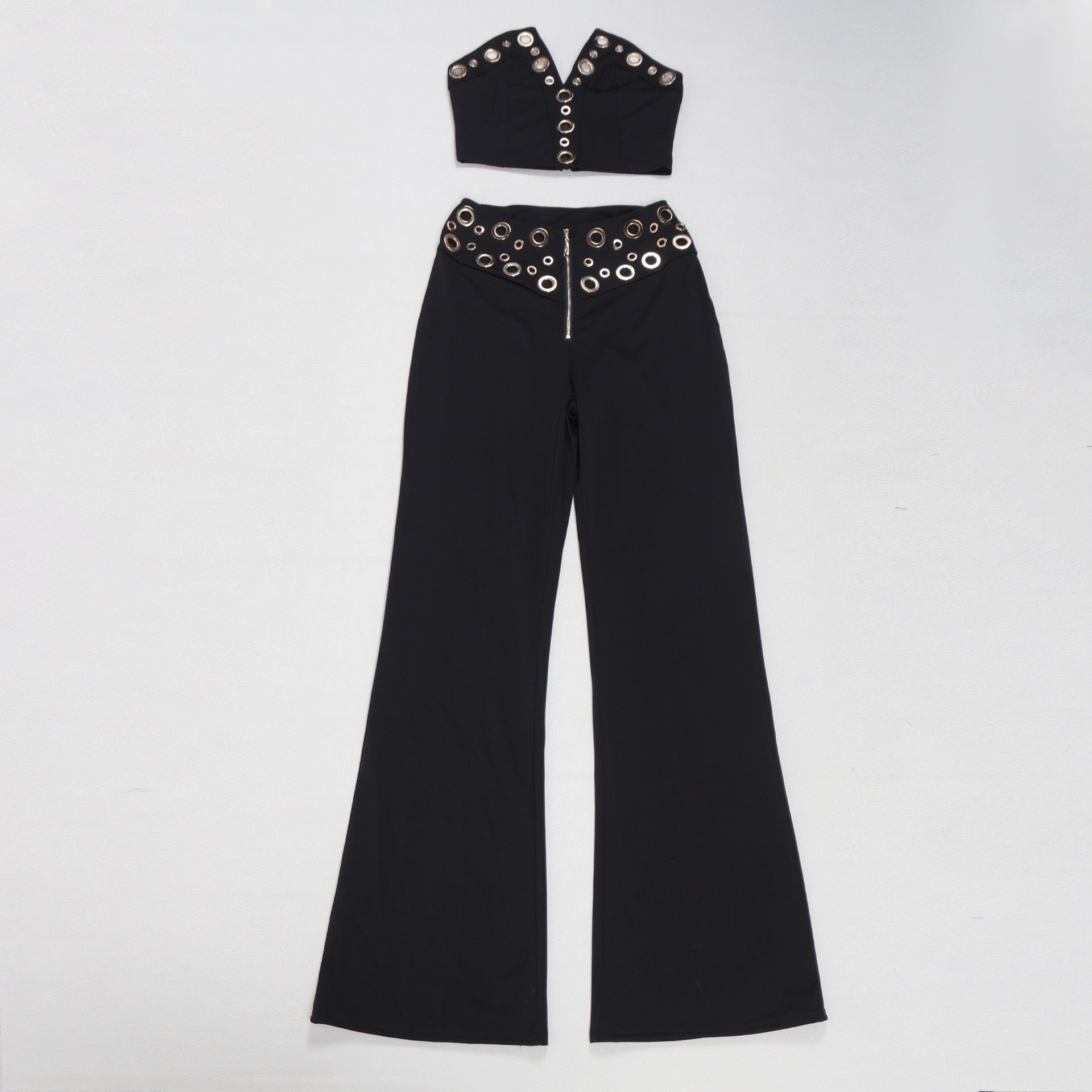 Vixen Vibe Eyelet Strapless Wide-Leg Jumpsuit