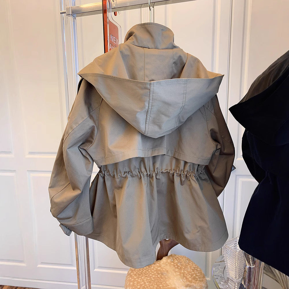 Wide Collar Drawstring Jacket