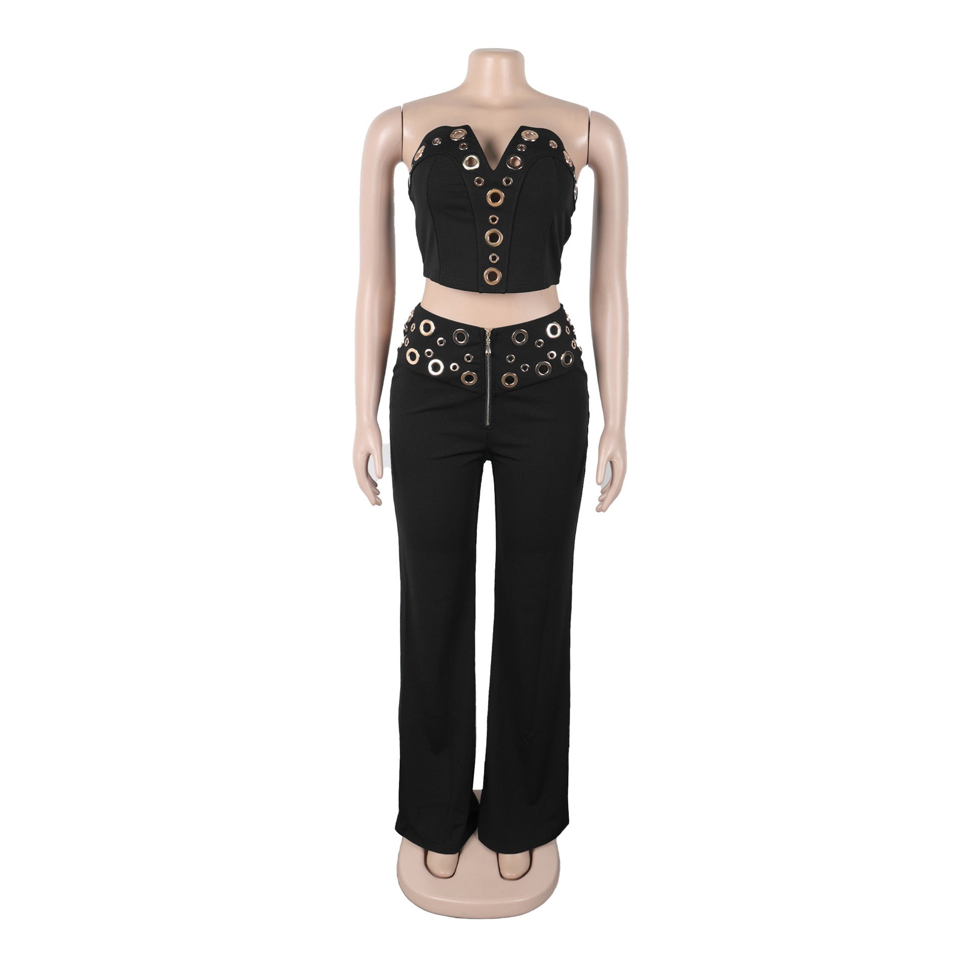 Vixen Vibe Eyelet Strapless Wide-Leg Jumpsuit