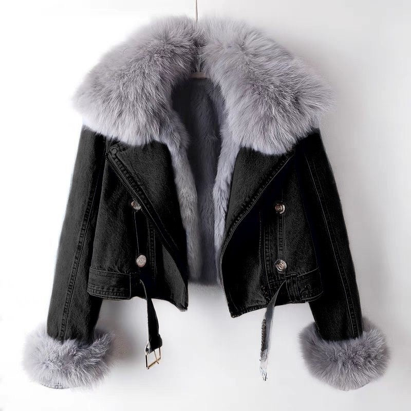 Retro Fur Jean Jacket