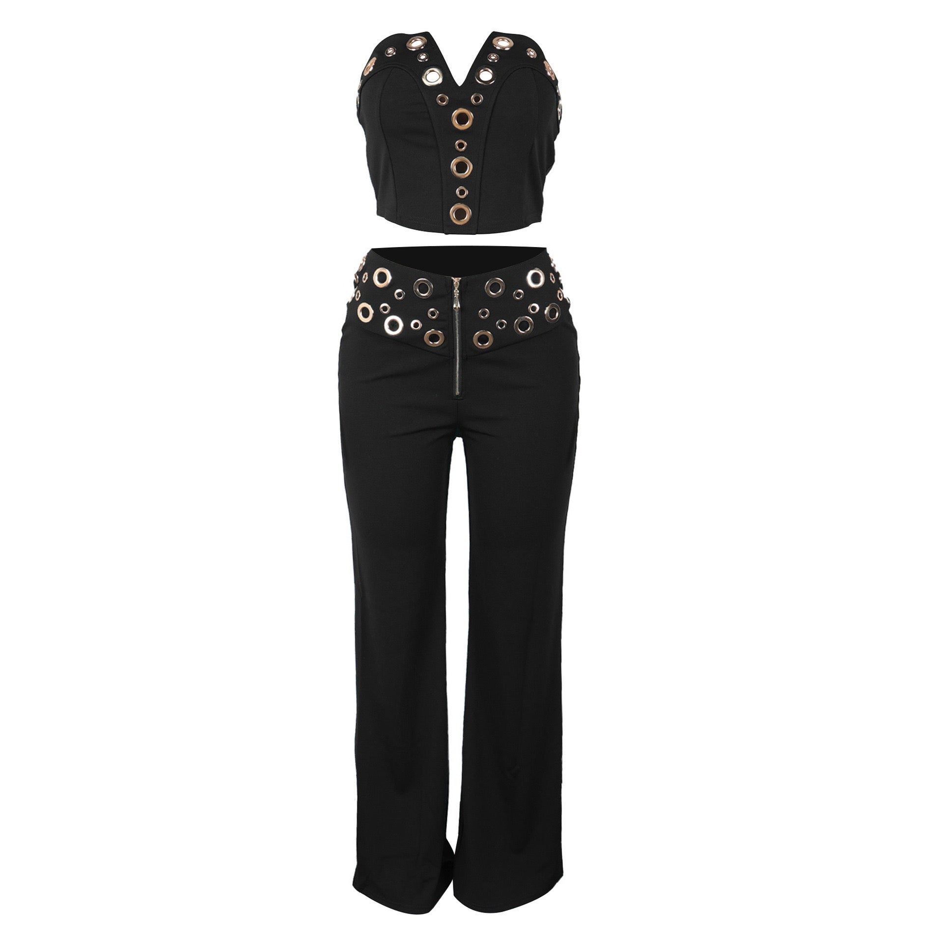 Vixen Vibe Eyelet Strapless Wide-Leg Jumpsuit