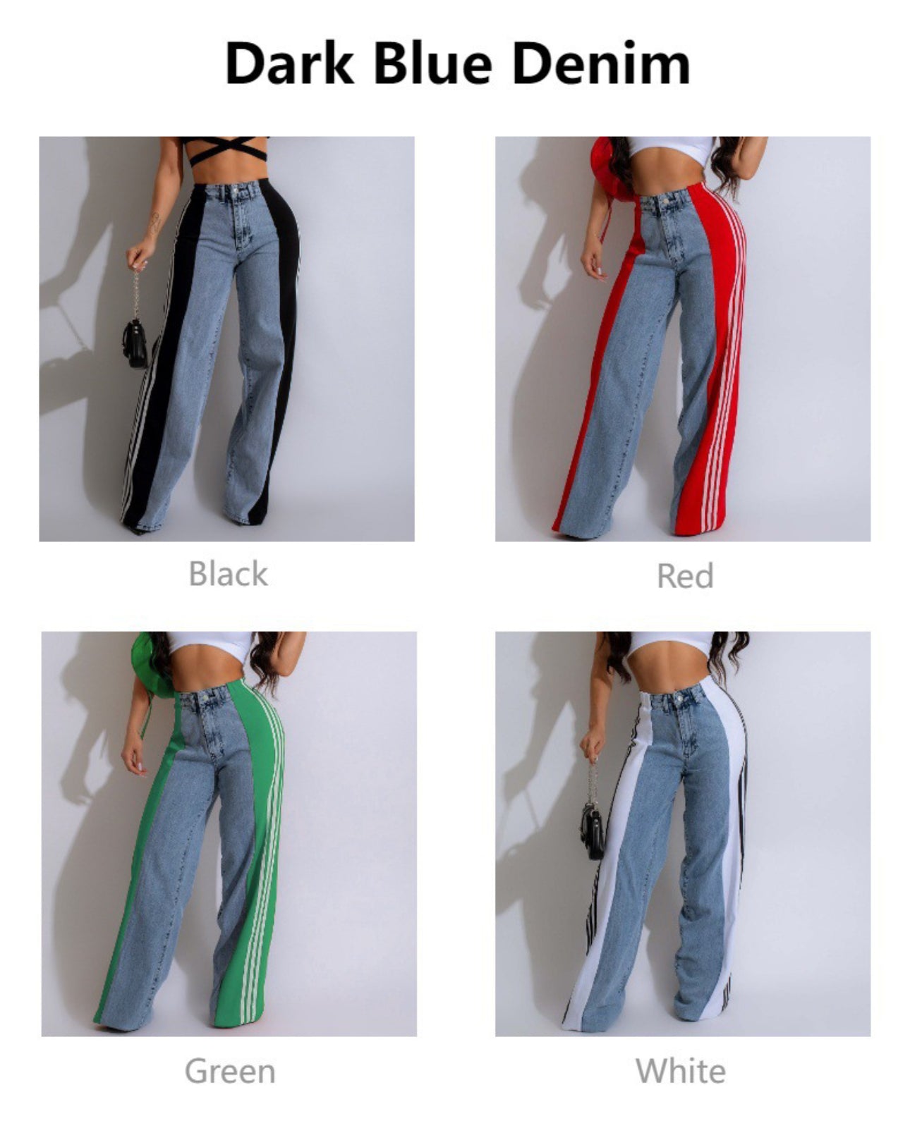 Color Block Wide Leg Jeans