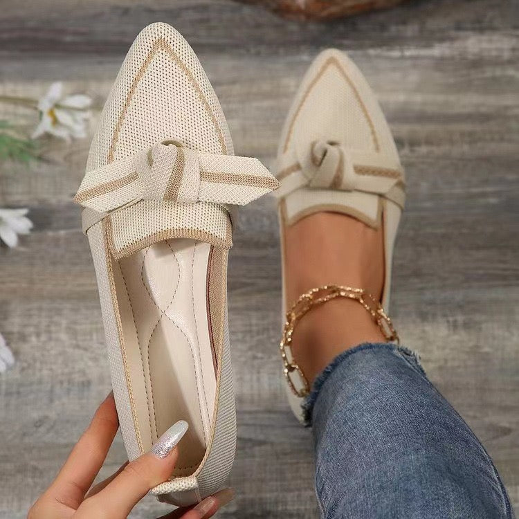 Bow Tie Pointed Toe Flats