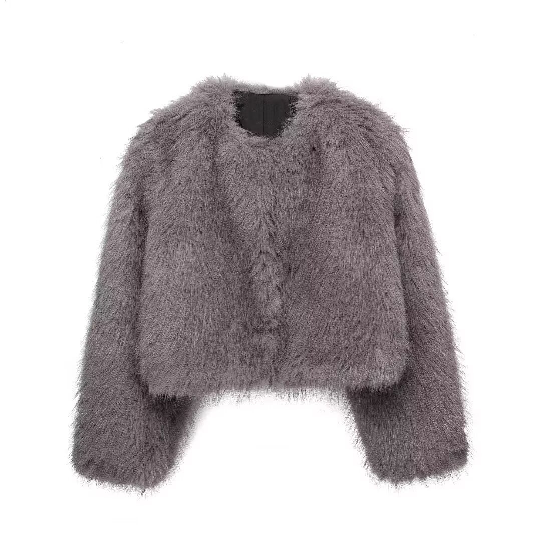 Faux Fur Cropped Coat