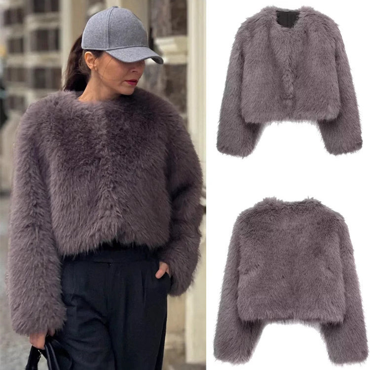 Faux Fur Cropped Coat