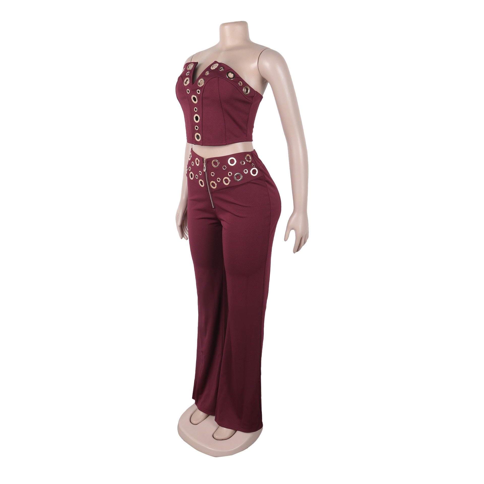 Vixen Vibe Eyelet Strapless Wide-Leg Jumpsuit