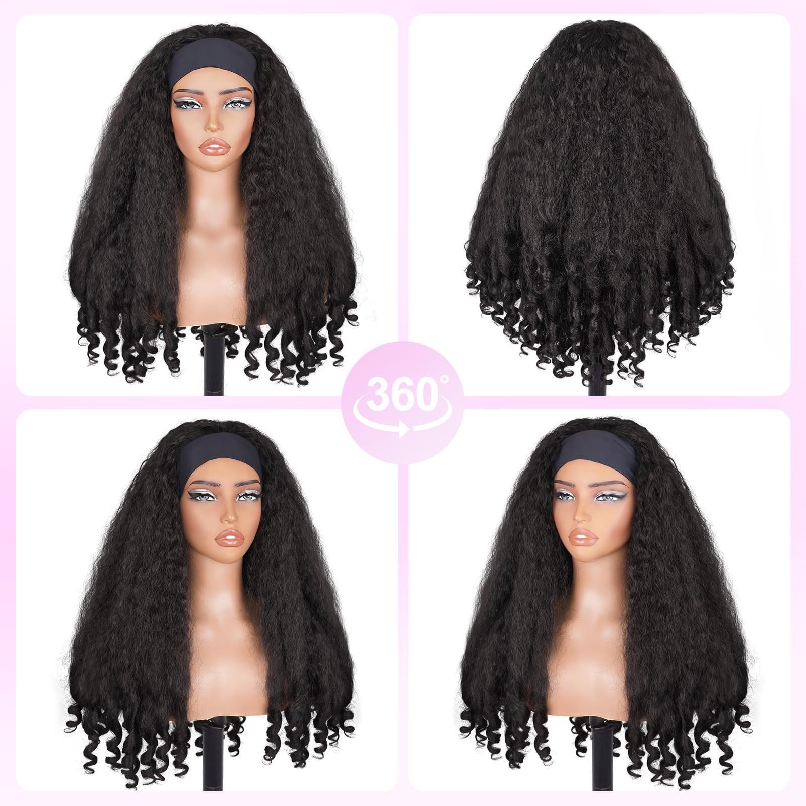 Crown Curl Headband Wig – Natural Yaki Texture