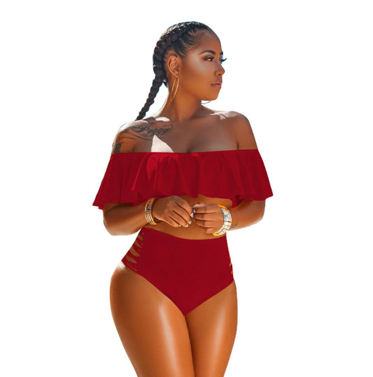 Ruffle Off-Shoulder One-Piece Swimsuit