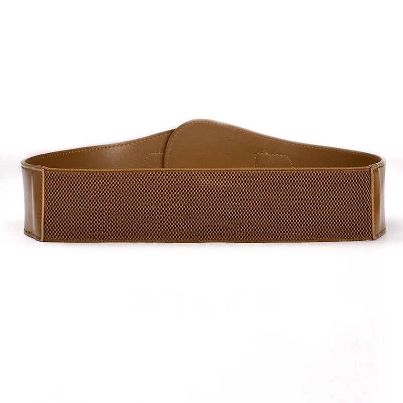 Luxe Wide Waist Belt with Gold Buckle Accent