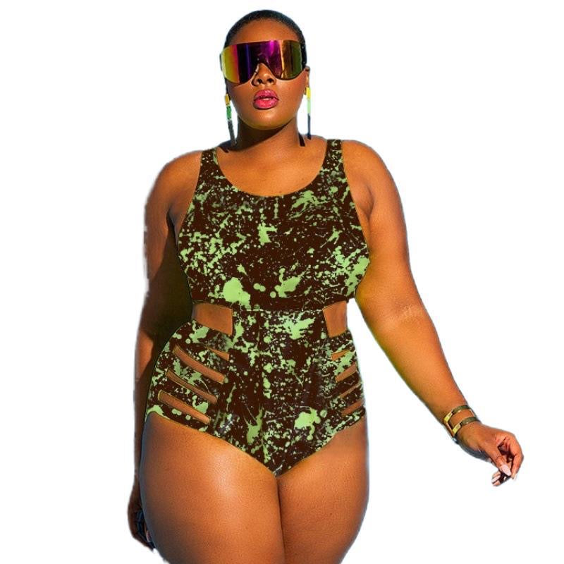 Strappy Plus Size High-Waisted Swimsuit