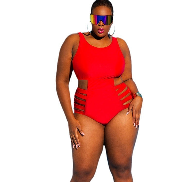 Strappy Plus Size High-Waisted Swimsuit