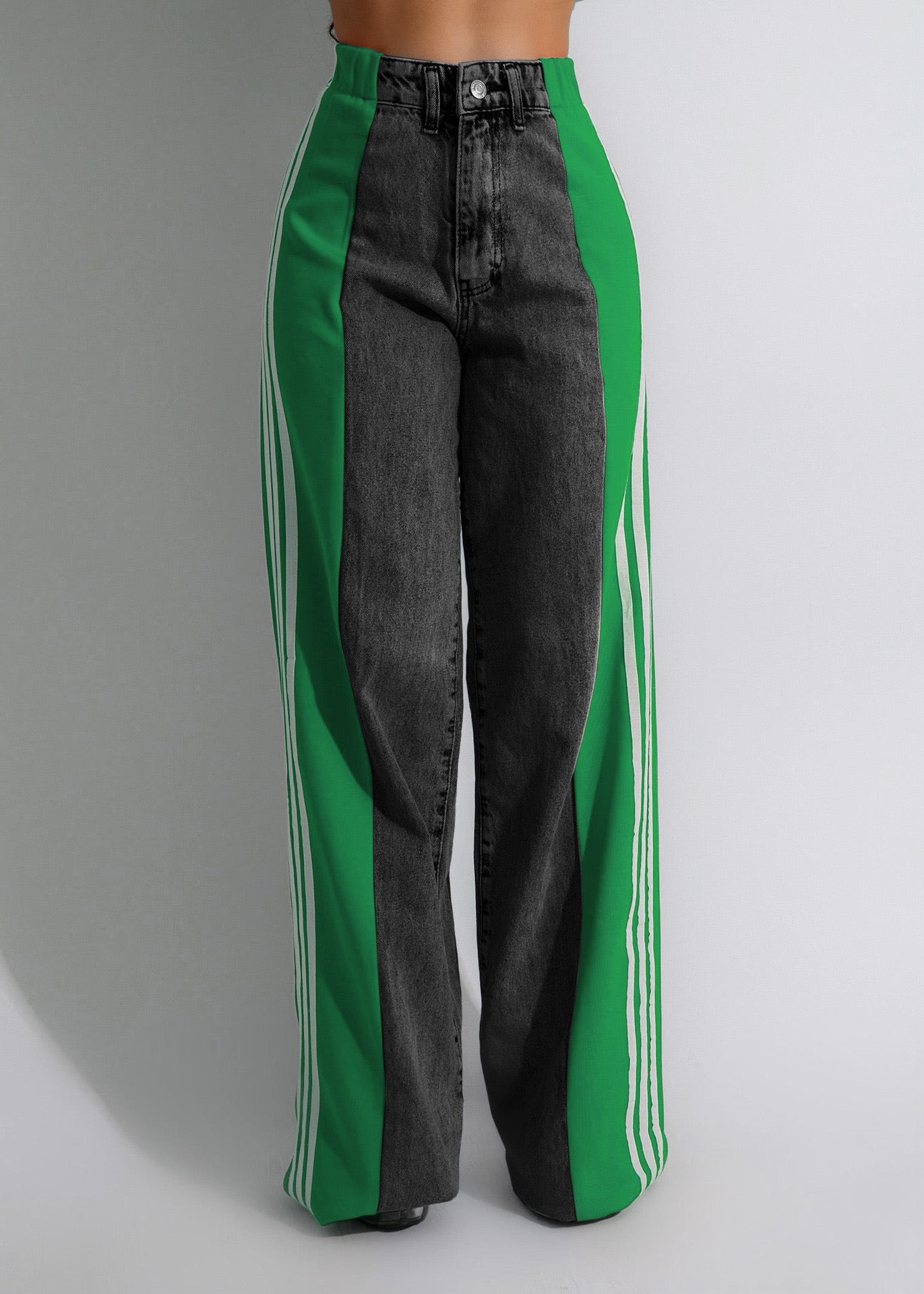 Color Block Wide Leg Jeans