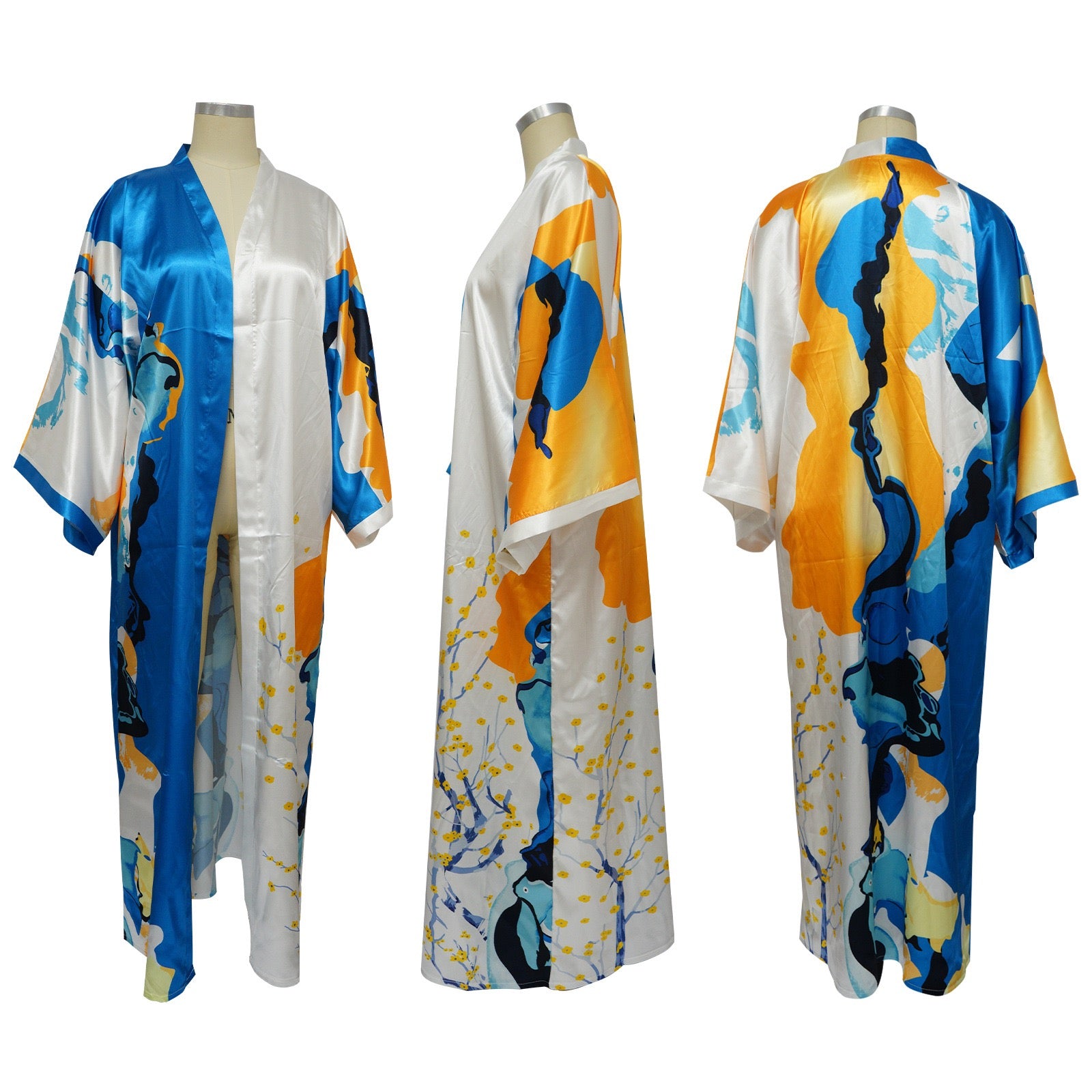 Floral Print Floor Length Kimono