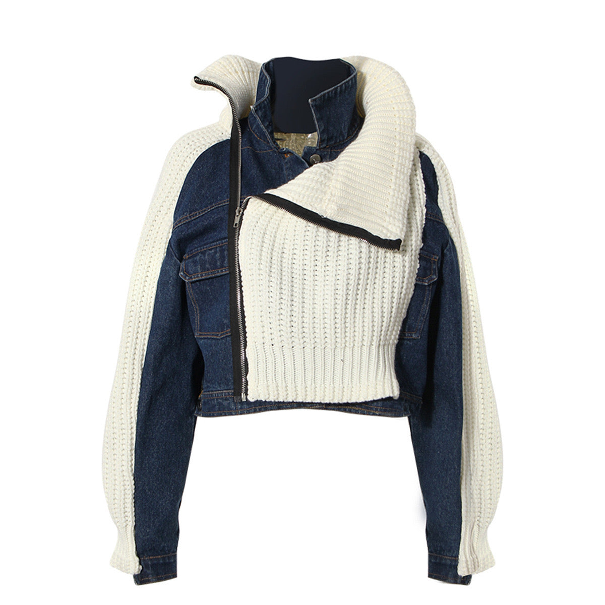 Avant-Garde Knit-Panelled Spring Jacket