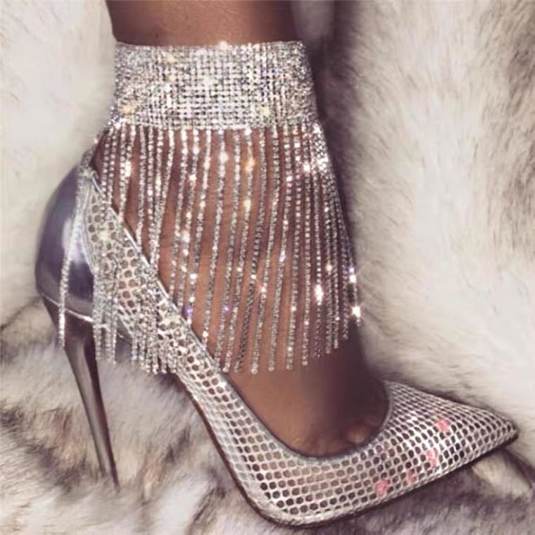 Crystal-Encrusted Ankle Cuffs