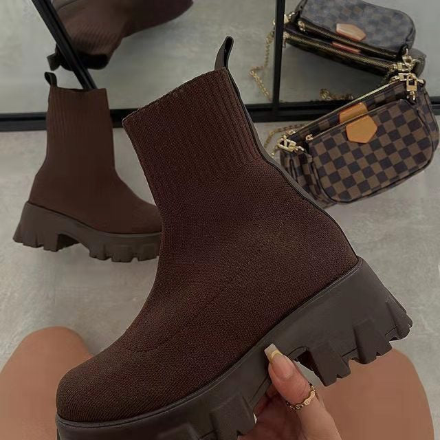 Chunky Knit Sock Boots – Ultra-Comfortable and Trendy Platform Design