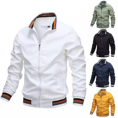 Men’s Lightweight Windbreaker Jacket - Classic Style with Ribbed Trim