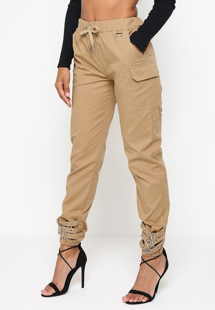 Buckle-Accented Cargo Pants