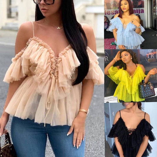Ruffle Cold Shoulder