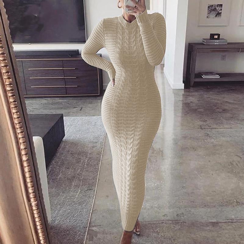 Carolyn Ribbed Knit Sweater Dress - Elegant Bodycon Fit